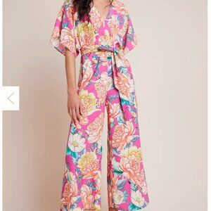FARM Rio Floral Jumpsuit in Pink and Yellow